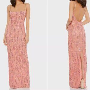 MAC DUGGAL 10696 SEQUIN COLUMN PINK GOWN sz 6